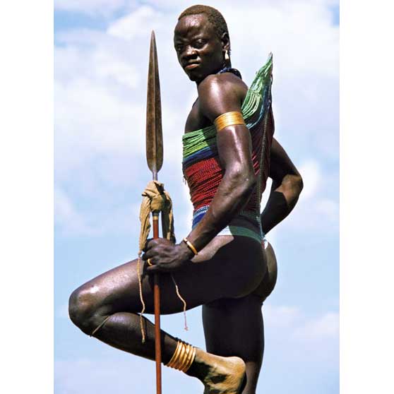 Carol Beckwith &amp; Angela Fisher, Dinka Warrior with Spear, 1975 CBAF001