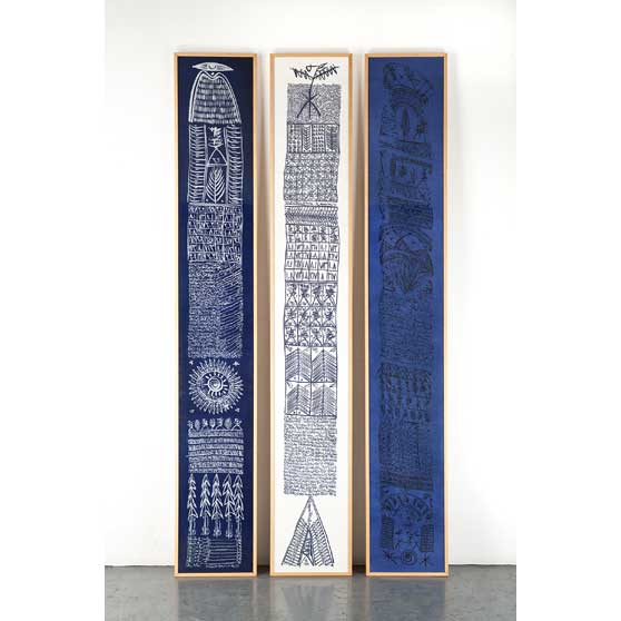 Rachid Koraïchi, Banners from the series: 7 Variations Indigo, 2002 RK224