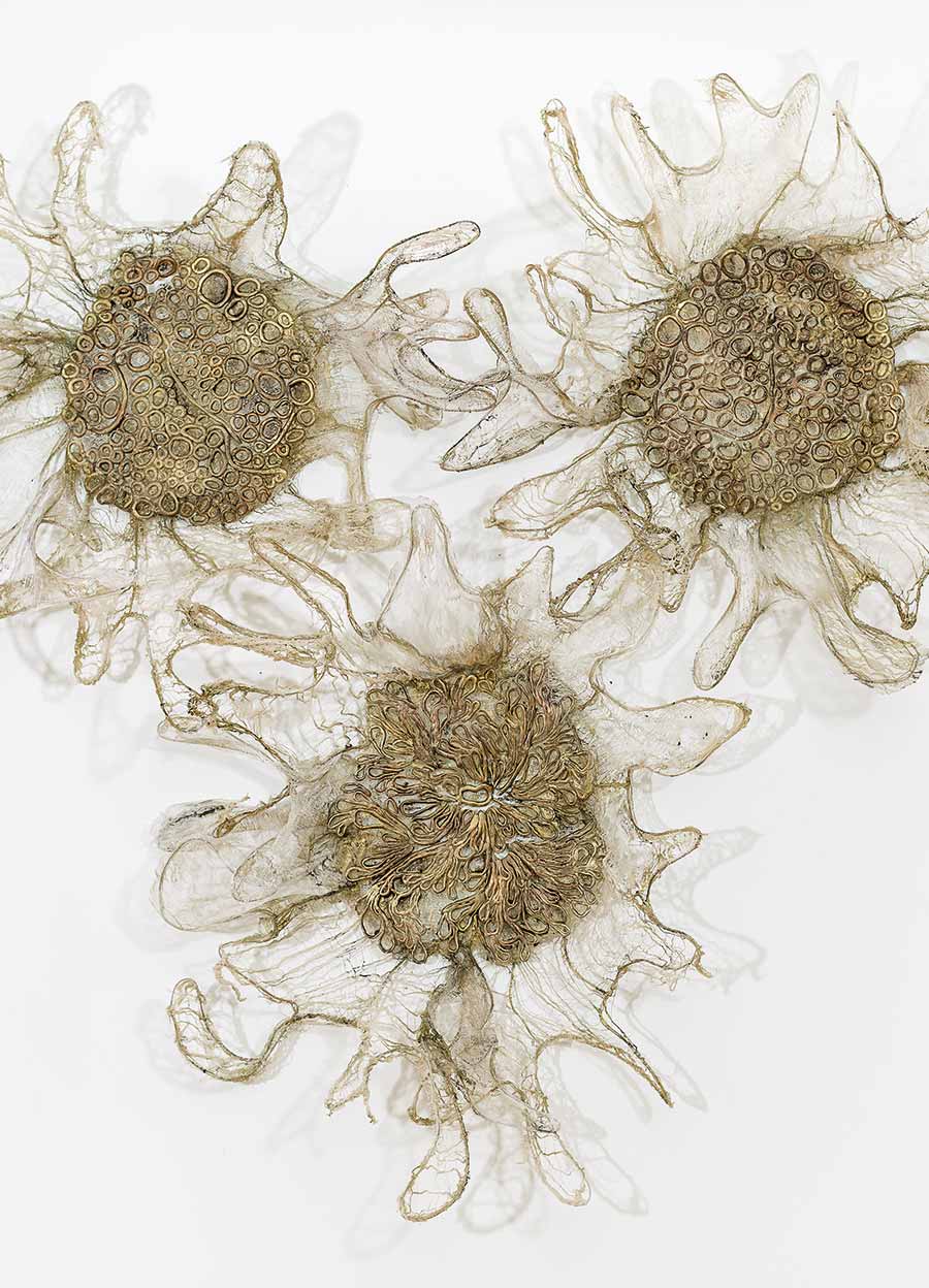 Nnenna Okore, Resonance, 2017. Cheesecloth, white talc, acrylic paint and wire, 183 x 219 x 31 cm. 