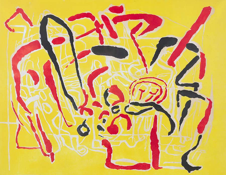 Gerald Wilde, Composition on Yellow, 1956. Lithograph, 56 x 70 cm. 