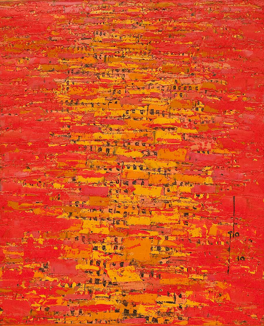 Ablade Glover, Red Townscape III, 2010. Oil on canvas, 92 x 76 cm 