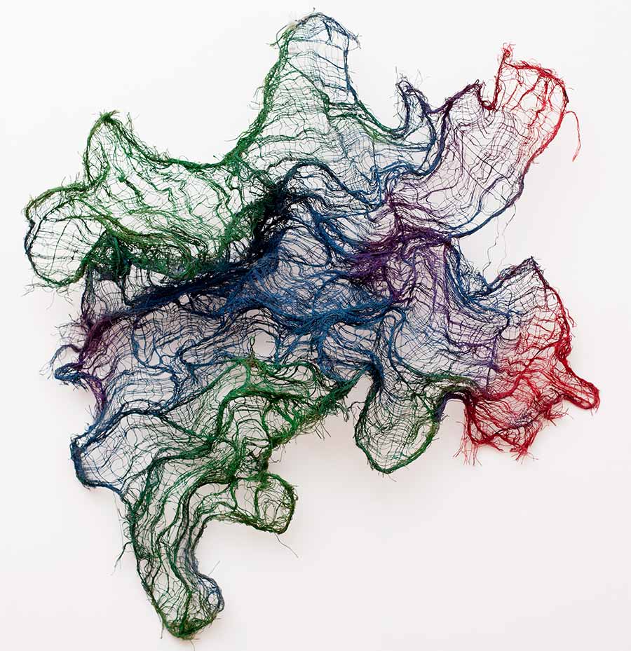 Nnenna Okore, Everything Good Shall Come to Pass, 2014. Burlap, dye, wire and acrylic, 153 x 183 x 31 cm. 