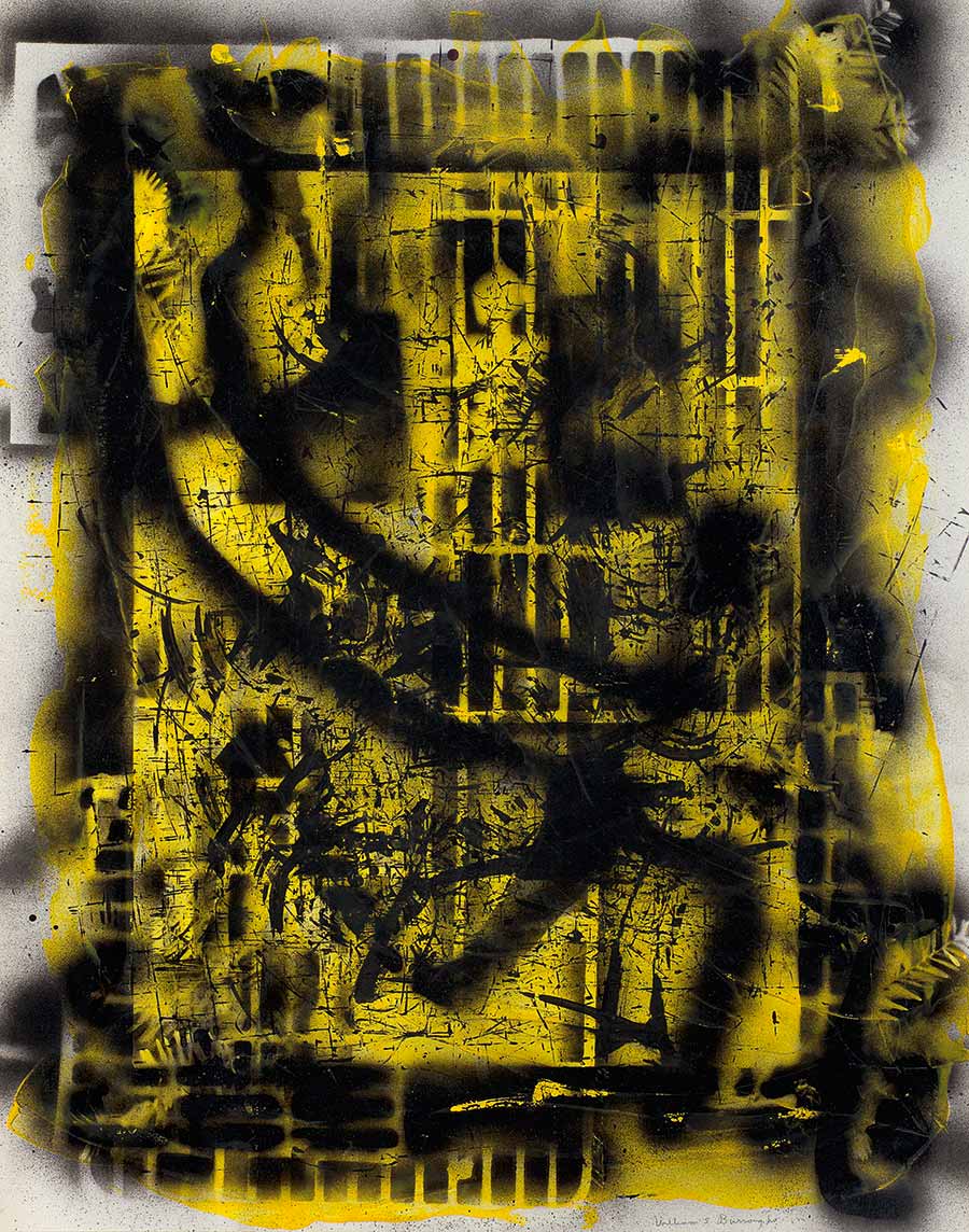William S. Burroughs, Death by Lethal Injection,1990. Spraypaint on paper, 73 x 58 cm. 