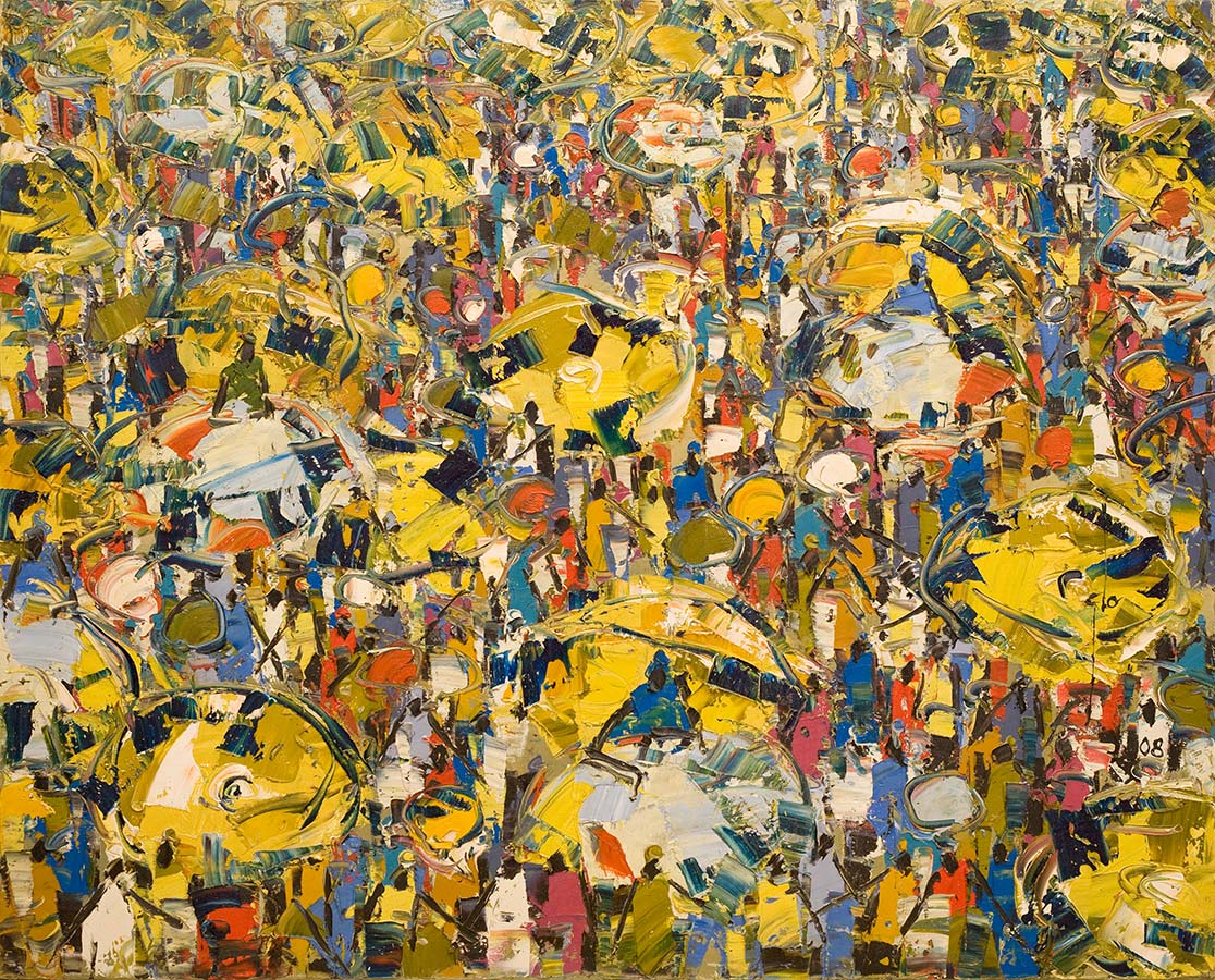 Ablade Glover, Market Hats II, 2008.Oil on canvas, 102 x 127 cm. 