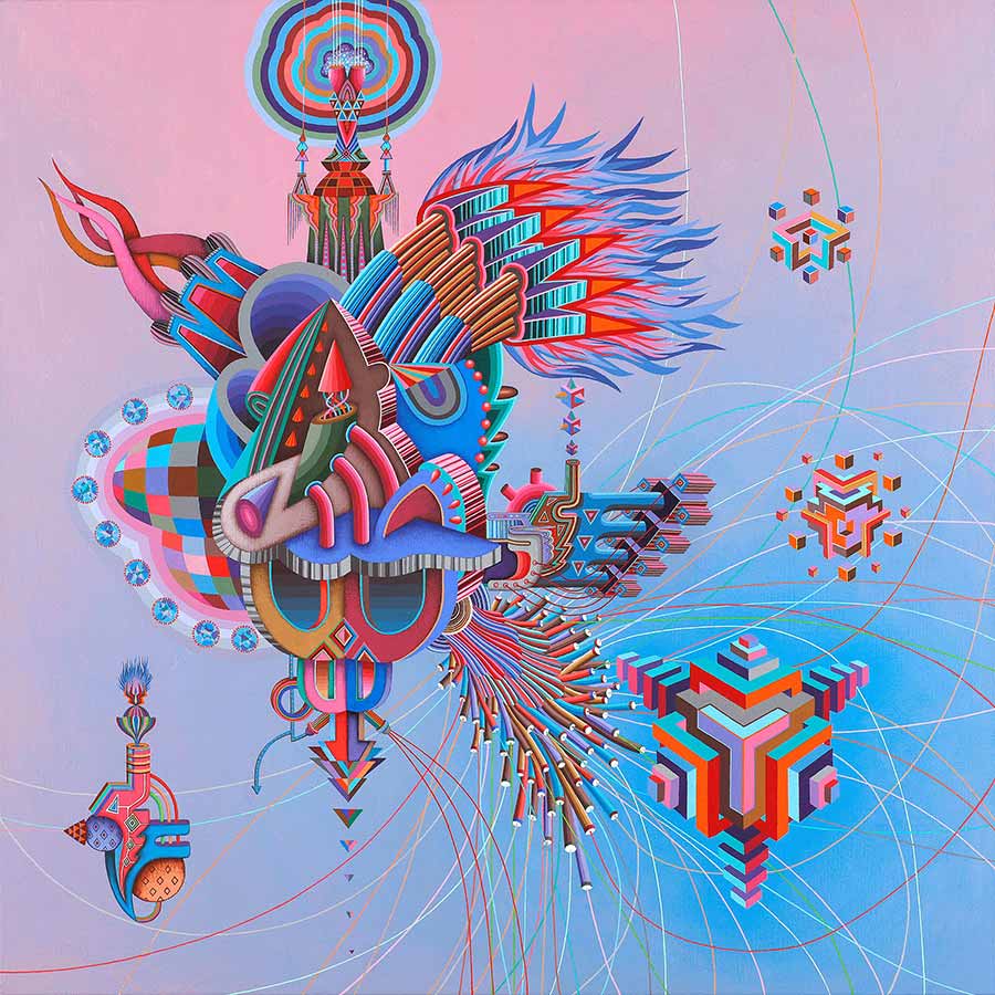Dadara, Connectivity, Acrylic on linen,120 x 120 cm. 