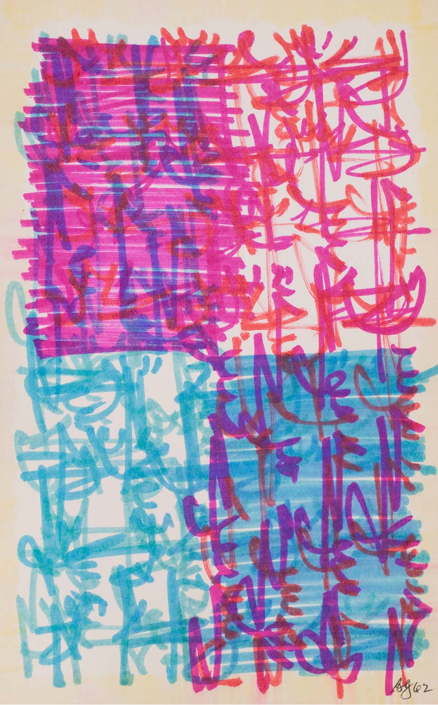 Brion Gysin, Through the Window of my Room in Peggy Guggenheim’s Palazzo Venier dei Leoni, 1962. Marker pen on paper, 20 x 13 cm. 