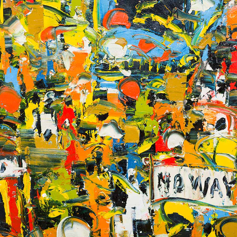 Ablade Glover, Lorry Station (Oh! Boys!) (detail), 2017. Oil on canvas, 122 x 152.5 cm.