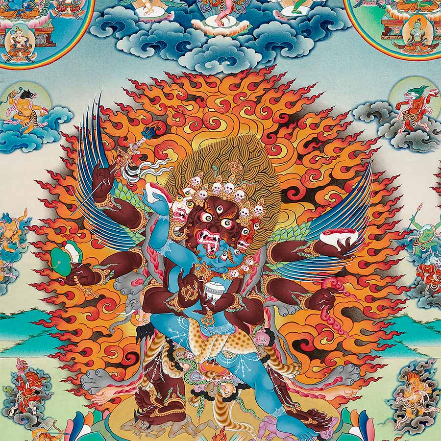 Dorje Tamang, Bardo Mandala of the Hundred Peaceful and Wrathful Deities (detail), 2006. Gouache on cotton, 82 x 57 cm.