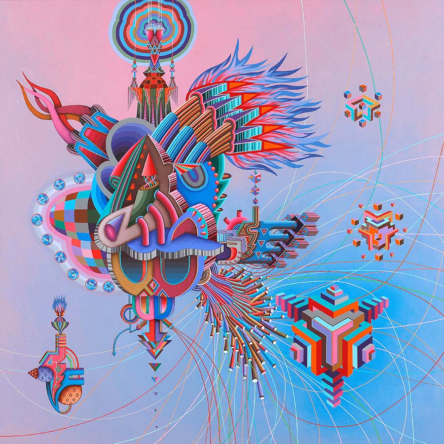 Daniel Rozenberg, Connectivity (detail), Acrylic on linen, 120 x 120 cm