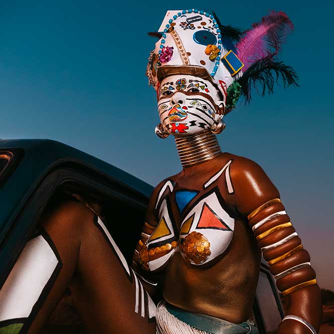 Zana Masombuka, Nges’rhodlweni: Is’memo 4 (detail), 2023. Giclée print on Hahnemühle FineArt Baryta 325 gsm paper, 56 x 84 cm. Edition of 8 plus 1 artist's proof. © Zana Masombuka. Photo by John Baloy and Bontle Juku.