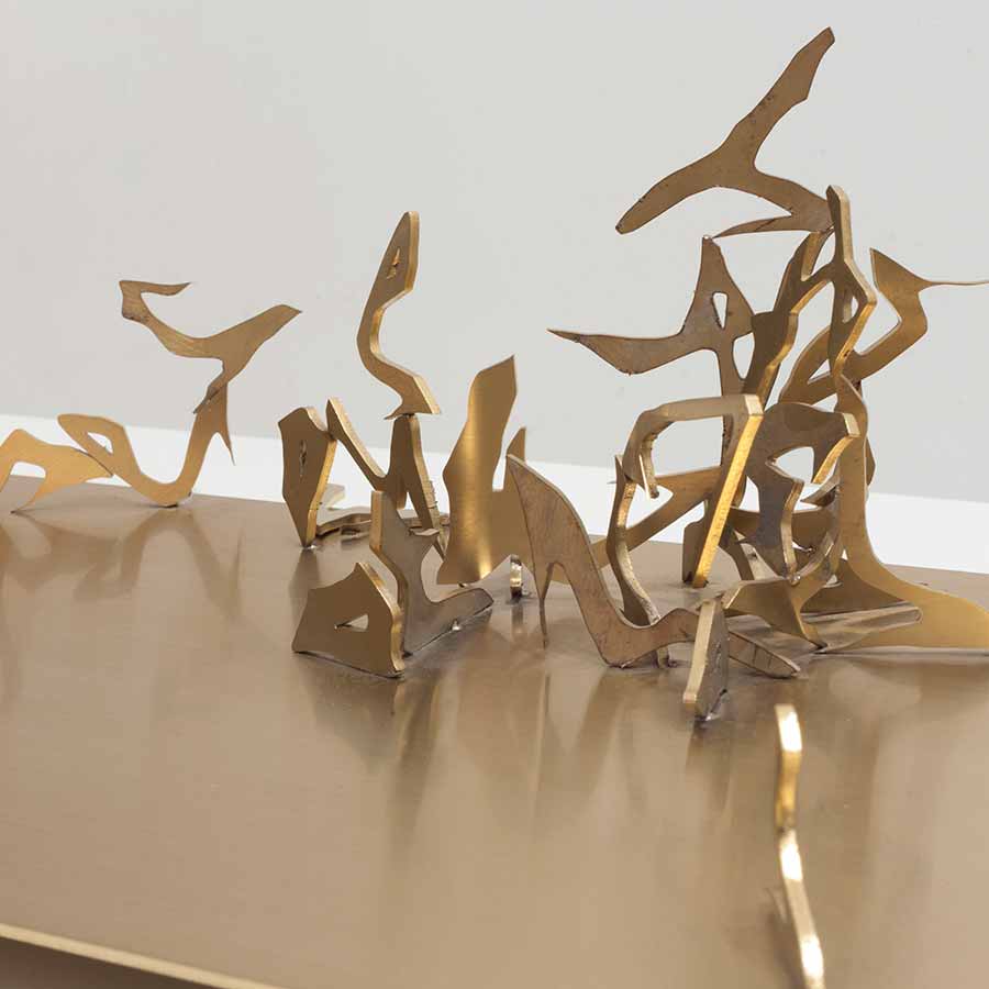 Tian Wei, Money Makes The World Go Around (detail), 2015. Stainless steel, 14 x 107.5 x 35 cm. Edtion of 8.