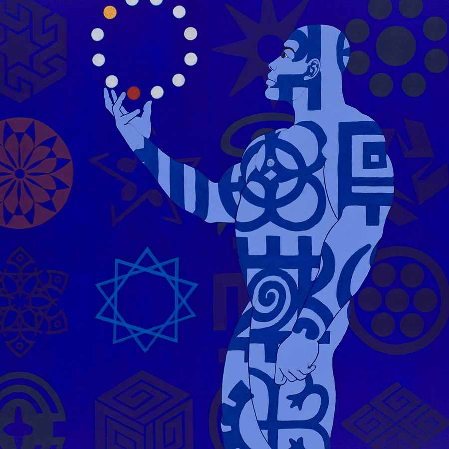 Owusu-Ankomah, Microcron - Kusum No.4, 2011. Acrylic on canvas, 135 X 175 cm.