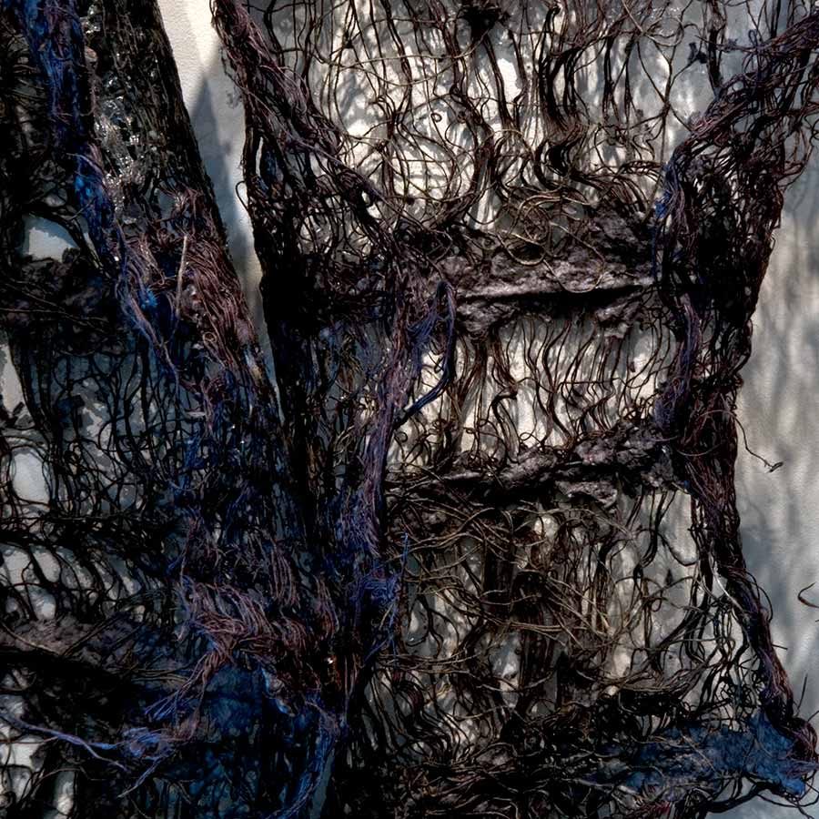 Nnenna Okore, Fragments (detail), 2011. Burlap, handmade paper and dye, 137 x 147 x 30cm.