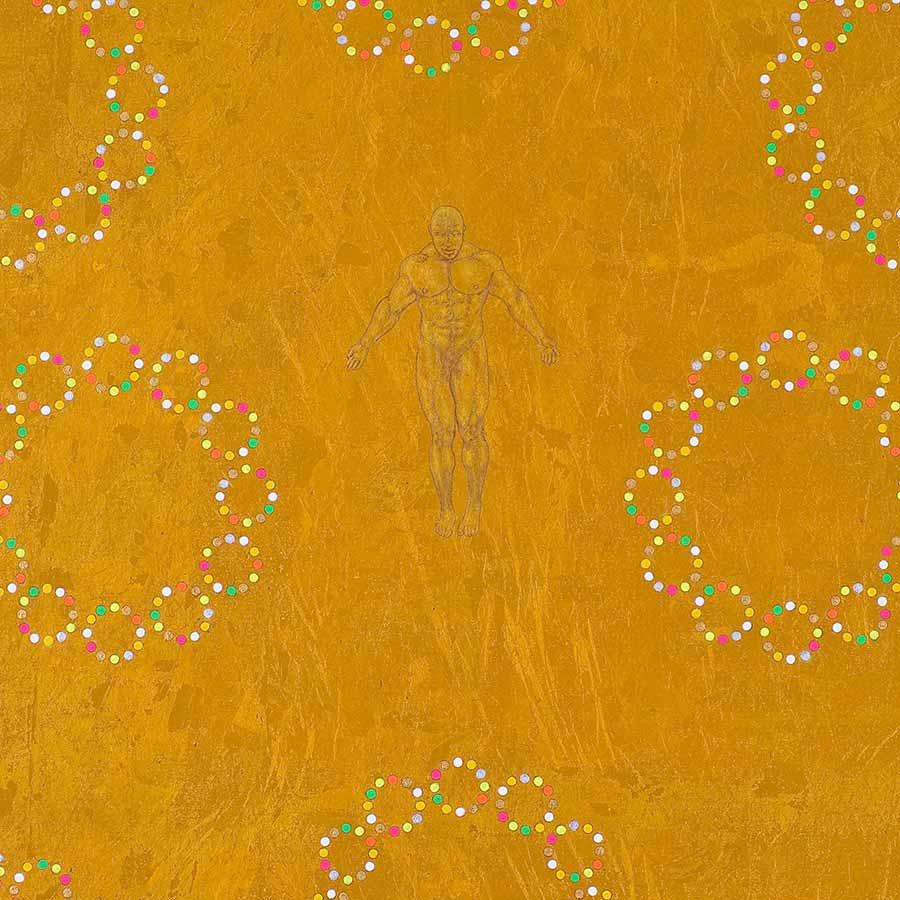 Owusu-Ankomah, Microcron Begins No.11, 2013. Acrylic on canvas, 190 x 180 cm.