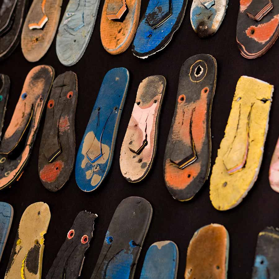 Romuald Hazoumè, Mon Gouvernement, 1997. Found objects, varied dimensions.