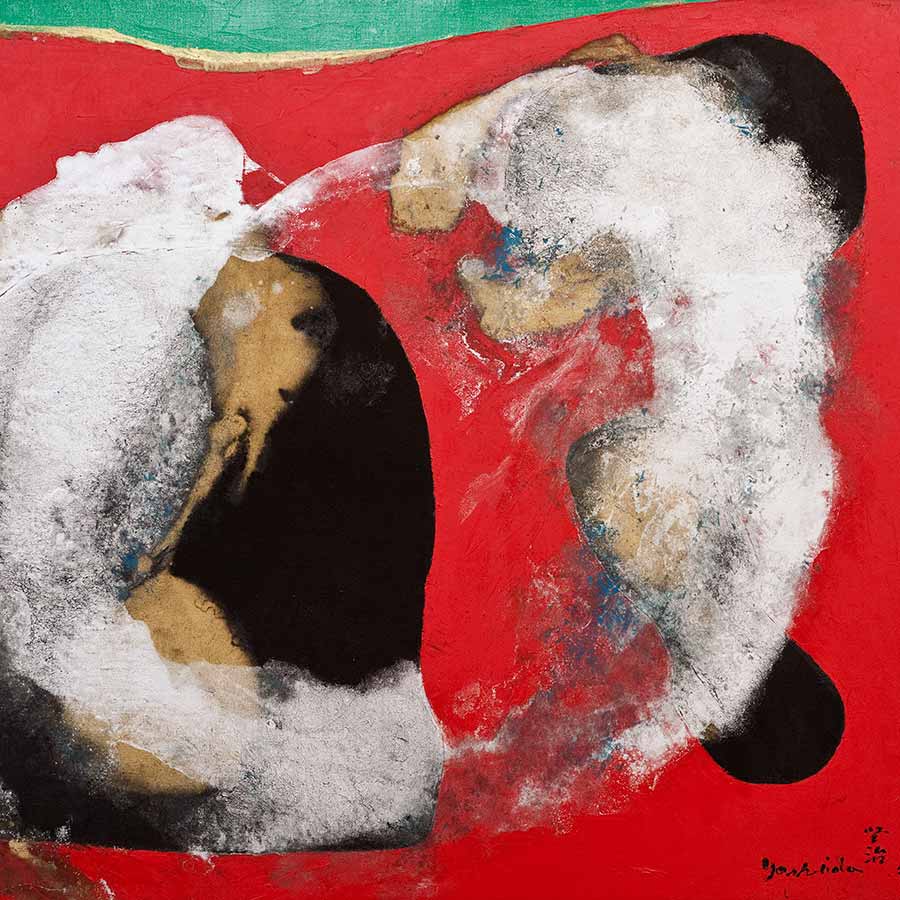 Kenji Yoshida, La Vie, 1992. Oil and metals on canvas, 60 x 72 cm.