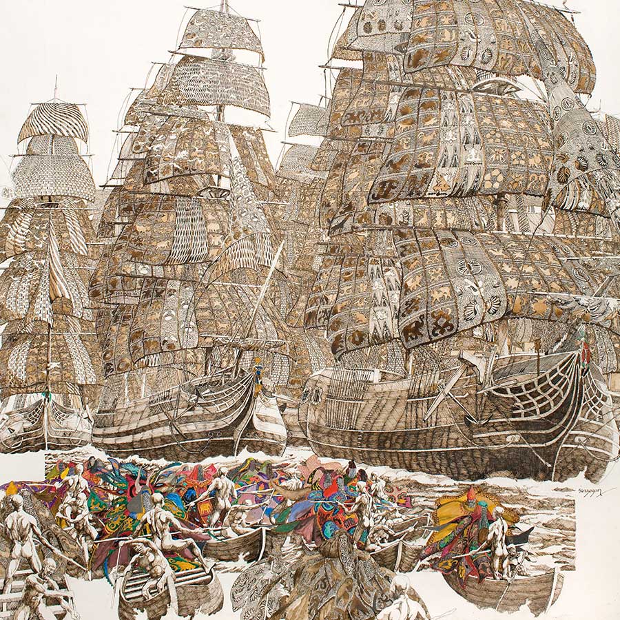 Julien Sinzogan, Terre en vue! (Land Ho!), 2010 (right panel of triptych). Giclée print on paper, 56 x 40 cm. Ed. of 25.